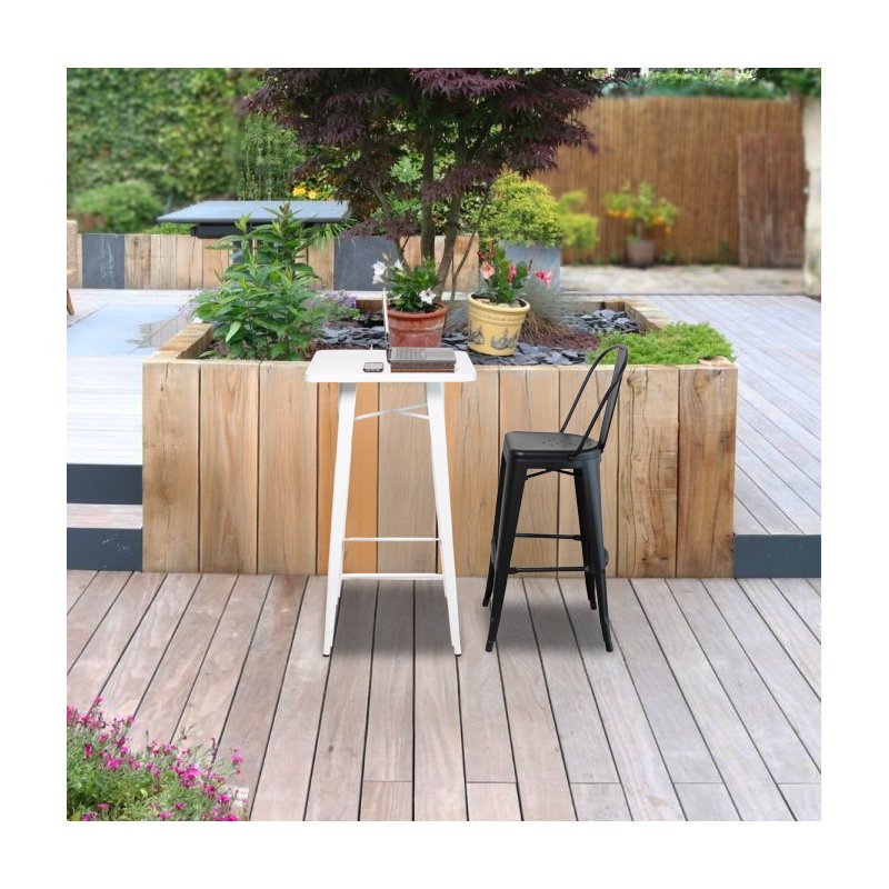 PAPERFLOW table haute URBAN outdoor, 600×600 mm, blanc, acier galvanisé